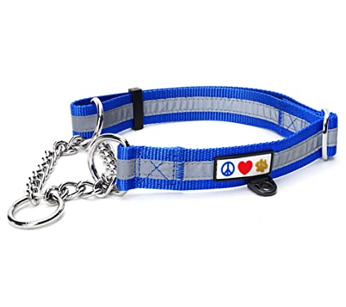 Pawtitas Martingale Ketten-Hundehalsband Welpenhalsband Reflektierendes Hundehalsband Trainingshalsband für Hunde Ketten-Erziehungshalsband für Hunde Halsband Groß Hundehalsband Blau Hundehalsband von PAWTITAS