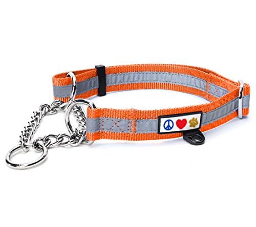 Pawtitas Martingale Ketten-Hundehalsband Welpenhalsband Reflektierendes Hundehalsband Trainingshalsband für Hunde Ketten-Erziehungshalsband für Hunde Halsband Mittel Hundehalsband Orange Hundehalsband von PAWTITAS