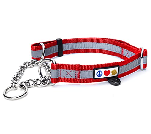 Pawtitas Martingale Ketten-Hundehalsband Welpenhalsband Reflektierendes Hundehalsband Trainingshalsband für Hunde Ketten-Erziehungshalsband für Hunde Halsband Mittel Hundehalsband Rot Hundehalsband von PAWTITAS