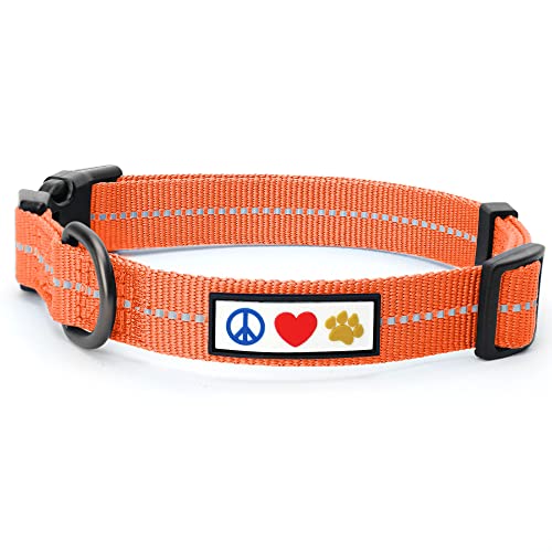 Pawtitas Recyceltes Hundehalsband mit reflektierend genähtem Welpenhalsband aus Plastikflaschen, die aus den Ozeanen gesammelt wurden Extra kleines Orange Habanero von PAWTITAS