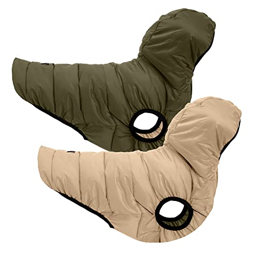 Pawtitas Umkehrbar Hund Winddicht Jacke | Wasserdicht | Hundemantel für den Winter, um Ihren Welpen warm für kaltes Wetter Jacke | Grün-Beige Zip Up Hundeweste für 3X-kleine Rassen Hunde von PAWTITAS