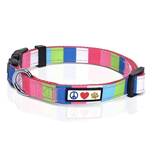 Pawtitas mehrfarbiges Hunde-Halsband Welpen-Halsband Haustier-Halsband Trainings-Halsband Extra klein Hunde-Halsband Rosa / Weiß / Türkis / Grün Hunde-Halsband von PAWTITAS