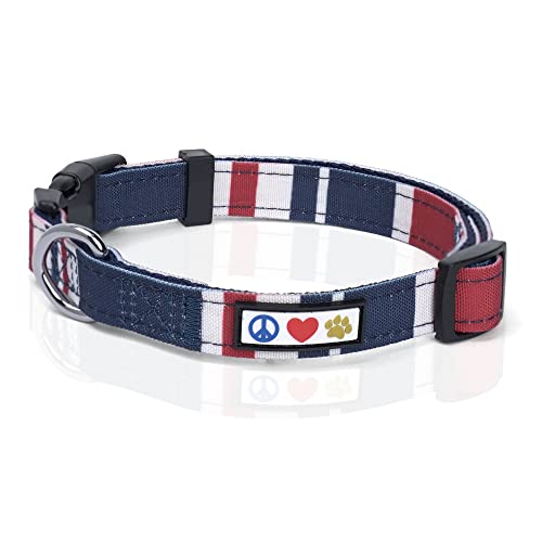 Pawtitas mehrfarbiges Hunde-Halsband Welpen-Halsband Haustier-Halsband Trainings-Halsband Mittel Hunde-Halsband Rot / Weiß / Blau Hunde-Halsband von PAWTITAS