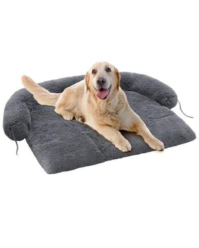 PAWZ Road Fluffy Hundecouchbett, modulares Hundebett für extra große Hunde, beruhigendes Hundesofa, Hundematte Möbelschutz(XL 115 cm, geeignet für Haustiere bis 45kg, Gunkelgrau) von PAWZ Road