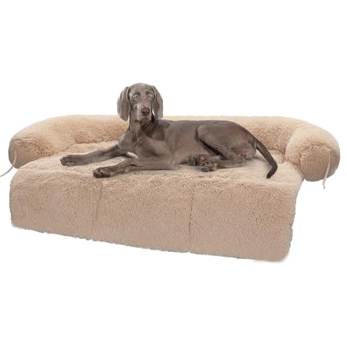 PAWZ Road Fluffy Hundecouchbett, modulares Hundebett für extra große Hunde, beruhigendes Hundesofa, Hundematte Möbelschutz(XL 115 cm, geeignet für Haustiere bis 45kg, Kamel) von PAWZ Road