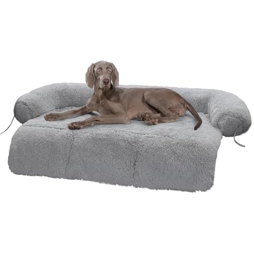 PAWZ Road Fluffy Hundecouchbett, modulares Hundebett für extra große Hunde, beruhigendes Hundesofa, Hundematte Möbelschutz (XL 115 cm, geeignet für Haustiere bis 45 kg, Dunkelgrau von PAWZ Road