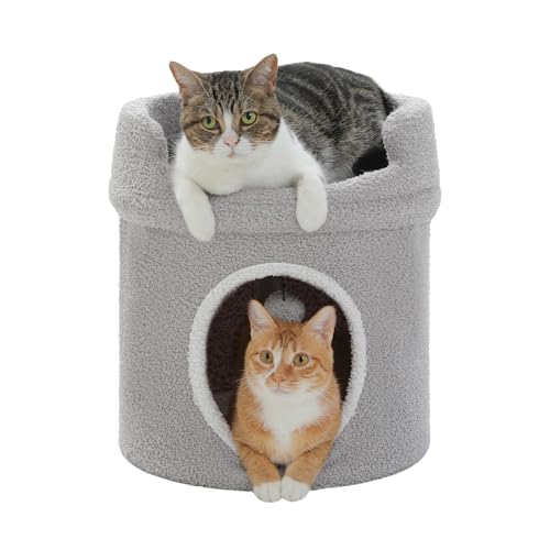 PAWZ Road Große Katzenhöhle, Katzenhaus für Indoor-Katzen, Betten & Möbel für Katzen, 40 * 40 * 40cm Geeignet für 10 kg Schwere Katzen Grau von PAWZ Road