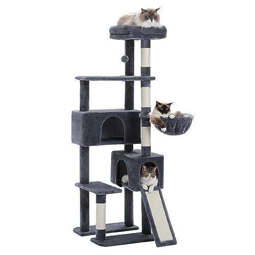 PAWZ Road Kratzbaum, 154 cm Katzenturm mit Doppel-Katzenhaus, geräumiger Sitzstange, gemütlichem Korb und sisalbeschichteten Kratzbäumen für Hauskatzen, Dunkelgrau PAWZ Road Kratzbaum, 154 cm Katzenturm mit Doppel-Katzenhaus, geräumiger Sitzstange, gemütlichem Korb und sisalbeschichteten Kratzbäumen für Hauskatzen, Dunkelgrau von PAWZ Road