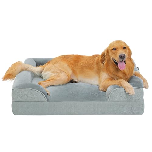 PAWZ Road Orthopädisches Hundebett, waschbares großes Hundebett für kleine Hunde mit stützendem Schaumstoff, 2-lagigem wasserdichtem Bezug und rutschfestem Boden Grau, XL von PAWZ Road