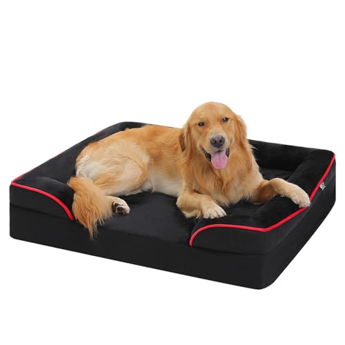 PAWZ Road Orthopädisches Hundebett, waschbares großes Hundebett für kleine Hunde mit stützendem Schaumstoff, 2-lagigem wasserdichtem Bezug und rutschfestem Boden Schwarz S von PAWZ Road