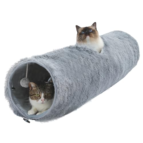 PAWZ Road Plüsch Katzentunnel für Indoor Katzen, Multifunktionales Katzenspielzeug Grau von PAWZ Road