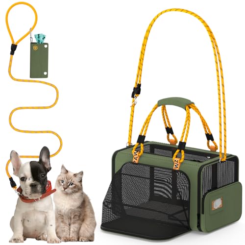 PAWZIDEA Erweiterbare Transportbox für Haustiere mit ID-Karte, 45,7 x 28,9 x 28,9 cm, TSA-zugelassen, Grün von PAWZIDEA