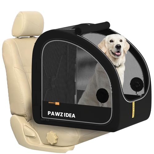 PAWZIDEA Tragbare Hundebox fürs Auto, Reise-Hundebox (schwarz) von PAWZIDEA