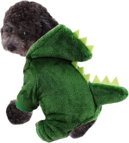 Dinosaurier-Hundekostüm, grüner Overall mit Kapuze und Spikes von PAXLBF