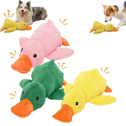 PBFELY Lamb Chop Hundespielzeug, beruhigende Ente für Hunde mit Quack-Quack-Klangente, langlebig, gefüllte gelbe Ente, Kauspielzeug für Hunde, Indoor-Welpen, 3 Stück von PBFELY