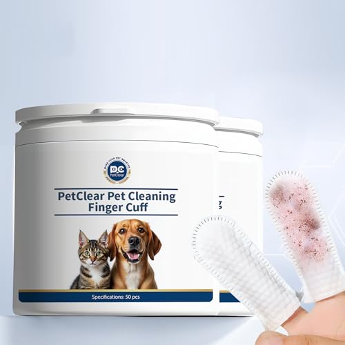 PCpetclear Petclear Finger-Pads für Hunde & Katze, Einweg-Reinigungsfingerlinge für Ohren, Kinn & Augen, Reinigungstücher zur Pflege & Hygiene 50Stück von PCpetclear