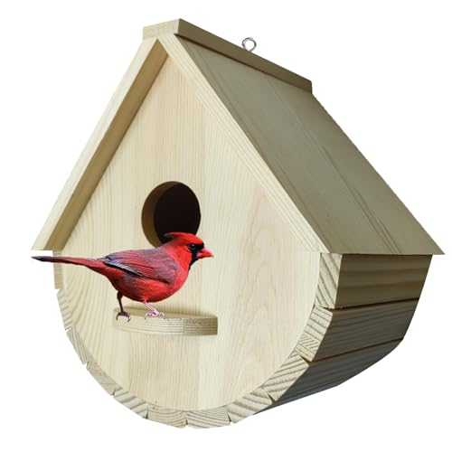 PDDYIER Vogelhaus für draußen, Vogelhäuser für den Außenbereich, natürliches Holz, Vogelhaus, Freiraum, Bluebird Finken, Kardinäle, hängendes Vogelhaus für Gartenbeobachtung von PDDYIER