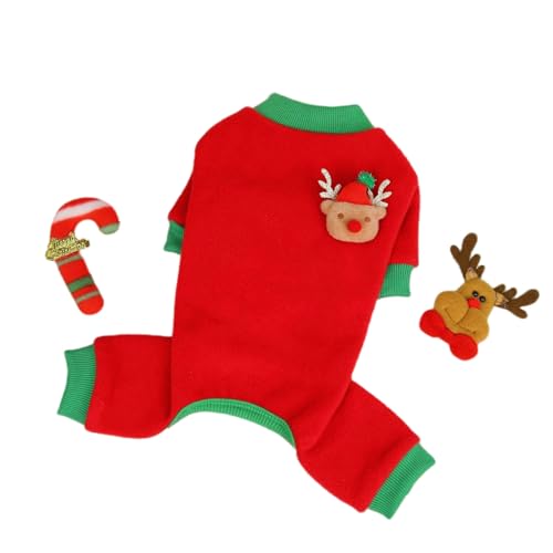 PEAKSEE Mantel Hunde Vierbeinige Kleidung Santa Claus Muster Pyjamas Haustier Strange-Weihnachten Vier Squise-rot-XL von PEAKSEE