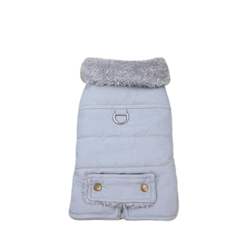 PEAKSEE Mantel Warmer Winterhundmantel, wasserdichte Jacke Mit Fleece, Kalte Hundekleidung, Warmer Pullover-Baumwolljacke Grau Grau-l von PEAKSEE