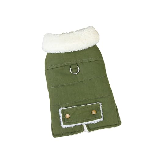 PEAKSEE Mantel Warmer Winterhundmantel, wasserdichte Jacke Mit Fleece, Kalte Hundekleidung, Warmer Pullover-Baumwolljacke-darkgrün-XL von PEAKSEE