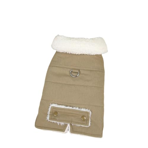 PEAKSEE Mantel Warmer Winterhundmantel, wasserdichte Jacke Mit Fleece, Kalte Hundekleidung, Warmer Pullover-Baumwollkleidung-Khaki-XL von PEAKSEE