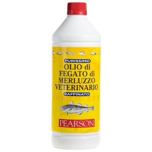 Pearson Reines Lebertran, Tierarzt für Hunde, Katzen, Pferde und andere Tiere, glänzendes und gesundes Haar, Quelle von Vitaminen und Omega3. Flasche mit 1000 ml. von PEARSON