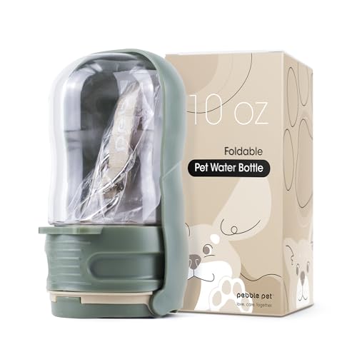 Pebble Pet Faltbare Haustier-Wasserflasche, 284 ml, leichter Reise-Wasserspender mit Filter, tragbarer Trinknapf, für Hund, Katze, auslaufsicher, BPA-frei, unterwegs für Spaziergänge und Wandern im von PEBBLE PET