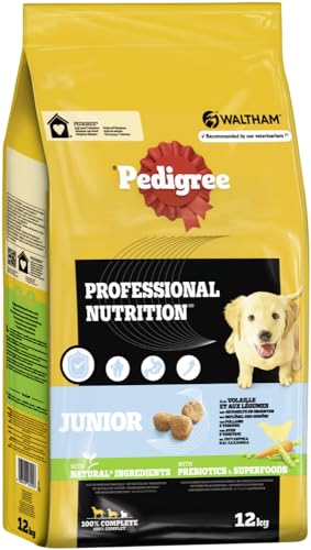 Pedigree 12kg Beutel Trockenfutter Professional Nutrition Geflügel und Gemüse Hundefutter (Junior, Geflügel & Gemüse) von PEDIGREE