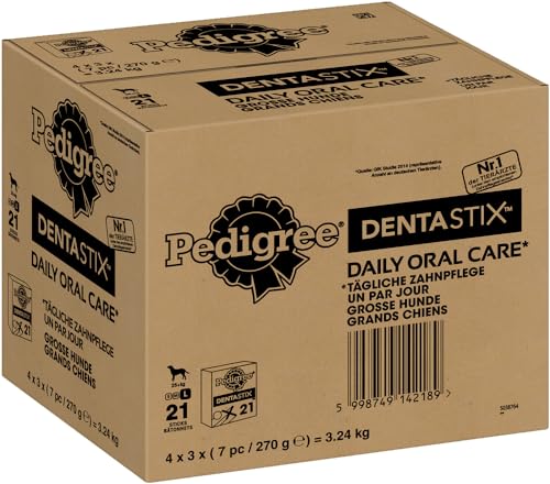 PEDIGREE DENTASTIX Daily Oral Care Karton Multipack Big Pack Gross 25kg+ 4 x 3x7 Stück, Zahnpflege, Hundesnack, Leckerli, Kaustange von PEDIGREE