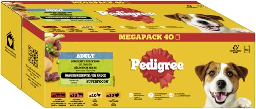 PEDIGREE DOGCARE Hundefutter Portionsbeutel Chunks in Soße Adult 40 x 100g von PEDIGREE