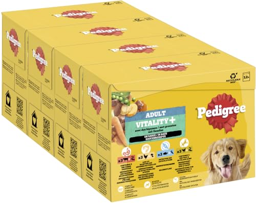 PEDIGREE DOGCARE Hundefutter Portionsbeutel Vitality+ Chunks in Soße Adult 4 x 12 x 85g von PEDIGREE