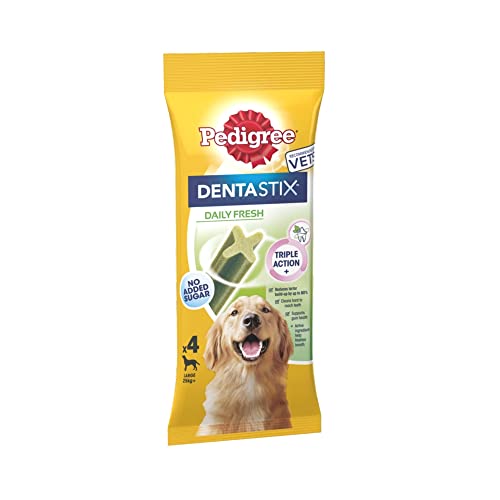 PEDIGREE Dentastix Fresh Daily Zahnkauspielzeug für große Hunde, 4 Sticks von PEDIGREE