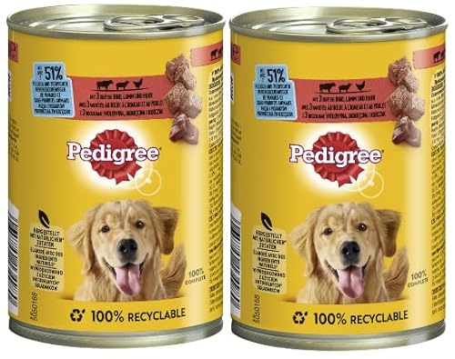 PEDIGREE Dose mit 3 Sorten: Rind, Lamm und Huhn 2x400g Hundefutter Nassfutter Dosenfutter von PEDIGREE