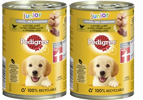 PEDIGREE Dose 400g - Verschiedene Sorten (2x400g, Geflügel und Reis in Pastete - Junior) von PEDIGREE