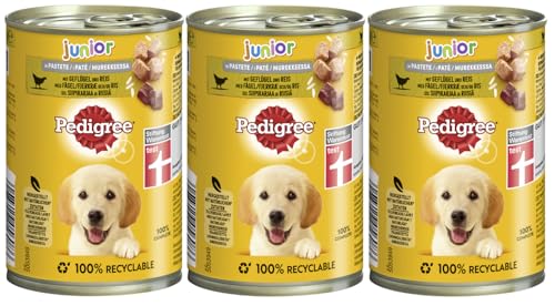 PEDIGREE Dose 400g - Verschiedene Sorten (3x400g, Geflügel und Reis in Pastete - Junior) von PEDIGREE