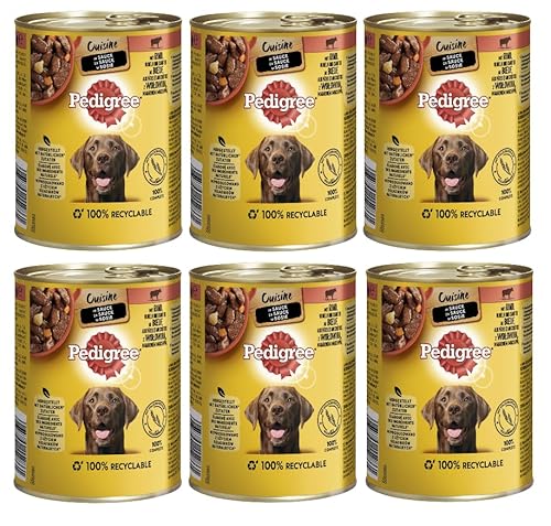 Pedigree 6 Dosen - Verschiedene Geschmacksrichtungen Hundefutter Nassfutter Dosenfutter (6x800g, Cuisine - Rind, Nudeln & Karotten) von PEDIGREE