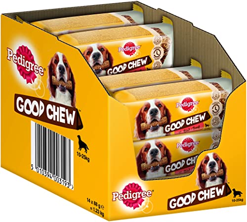 PEDIGREE GOOD CHEW Beutel mit Rind für mittelgroße Hunde 14 x 1 Stück von PEDIGREE