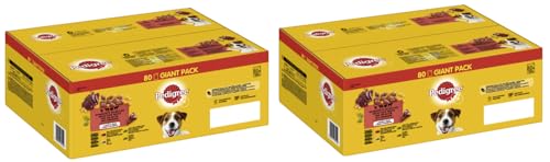 PEDIGREE Giant Pack Adult Gemischte Selektion in Gelee 4 Varietäten mit Rind- und Lebermischung, Huhn, Lamm- und Lebermischung, Geflügel (2x80x100g) von PEDIGREE