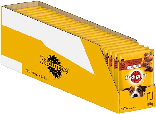 PEDIGREE Hundenassfutter Vital Protection Portionsbeutel mit Rind- und Lebermischung in Gelee, 24 x 100g von PEDIGREE