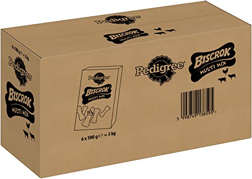 Pedigree Hundesnacks Biscrok Multi Mix, 6er Pack, 6x500g – Knusprige Leckerlis als Hundekeks in 3 Geschmacksrichtungen, ideal für das Training oder für zwischendurch von PEDIGREE