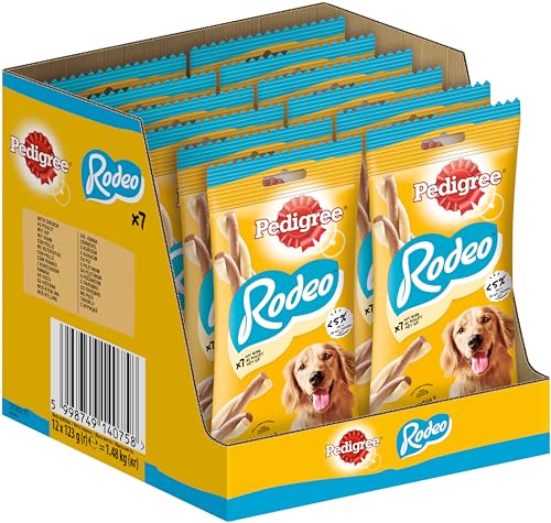 PEDIGREE Hundesnacks RODEO Beutel mit Huhn, 12 x 7 Stück von PEDIGREE