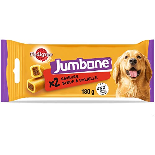 PEDIGREE JUMBONE Kauknochen für mittelgroße Hunde, 10 – 25 kg, 12 Beutel mit je 2 Knochen – Leckereien mit Rindfleisch und Geflügel – ideale Belohnung für die Beschäftigung, Erziehung und Freude des von PEDIGREE