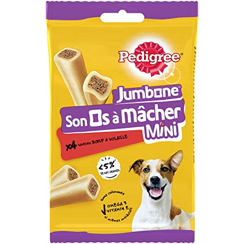 PEDIGREE Jumbone Kauknochen für kleine Hunde, 4 – 14 kg – 8 Beutel mit je 4 Knochen – gefüllte Leckereien mit Rind- und Geflügelgeschmack – ideale Belohnung für Beschäftigung, Erziehung und Freude für von PEDIGREE