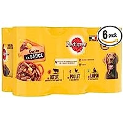 PEDIGREE Küchenboxen in Sauce, 3 Sorten, für ausgewachsene Hunde, 6 x 400 g von PEDIGREE