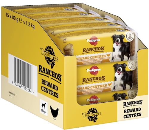 PEDIGREE RANCHOS Hundesnacks Gefüllte Kaurollen Maxi für Hunde, 15x80g von PEDIGREE