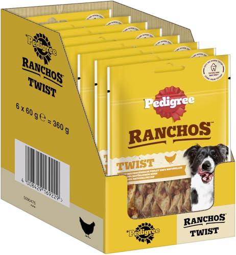 PEDIGREE RANCHOS Twists Hundesnacks Huhn, 8x60g - Kausnacks für Hunde, gesund und lecker von PEDIGREE