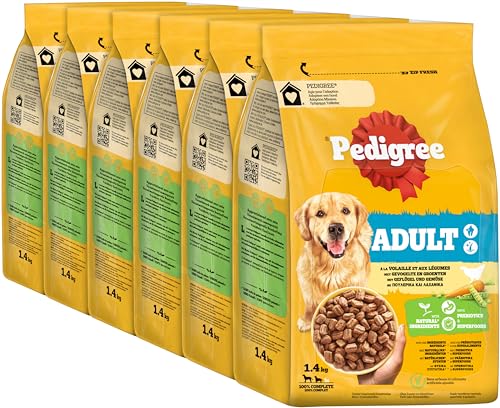 Pedigree Adult Hunde Trockenfutter für ausgewachsene Hunde mit Geflügel und Gemüse 6x1,4kg von PEDIGREE