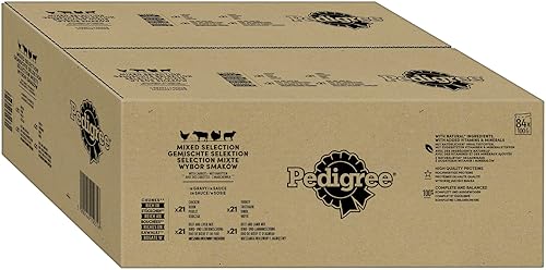 Pedigree Adult Hundenassfutter Vital Protection, 84 Portionsbeutel, 84x100g (1 Großpackung) – Hundefutter nass, in Sauce mit Huhn, Rind, Lamm und Truthahn von PEDIGREE