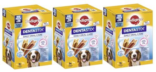 Pedigree Denta Stix Daily Oral Care MP – Für mittelgroße Hunde 10-25kg, 3x28 Sticks 3X (4 x 7 Stück) von PEDIGREE