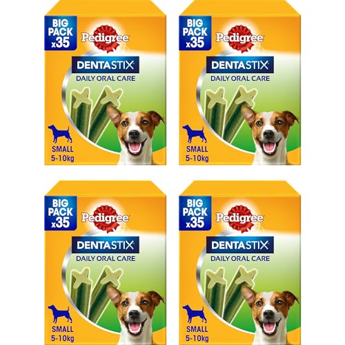 Pedigree Dentastix Fresh 140 Snack für die Mundhygiene (Kleiner Hund 5-10 kg) 550 g 35 Stück - 4 Packungen mit 35 Stück (insgesamt 140 Stück) von PEDIGREE